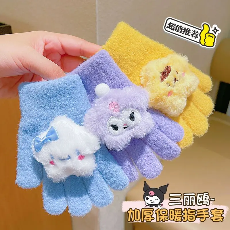 

Sanrio My Melody kawaii kulomi anime innovative cold-proof winter finger gloves plush warm children and toddlers Christmas gift