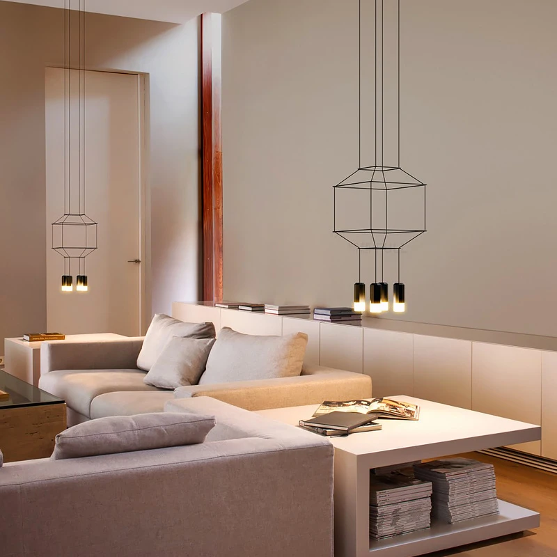 Postmodern Geometric Black Line Designer Chandelier Restaurant Model Room Individual Creativity Contracted Background Wall Lamp