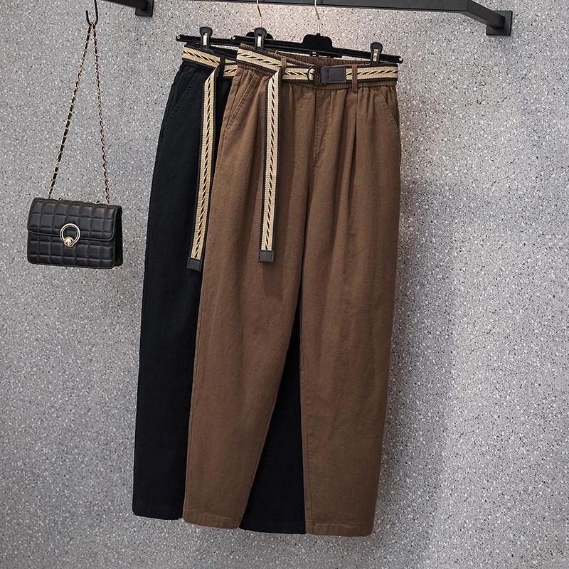 Autumn Loose High Waist Women Casual Trousers Literary Versatile Solid Color Cozy Office Lady Fashion Simple Vintage Harem Pants