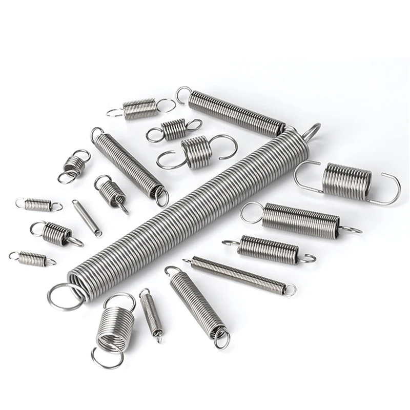 304 Stainless Steel O Hook Tension Cylindroid Helical Pullback Extension Tension Coil Spring Wire Diameter  1.2mm 1.5mm