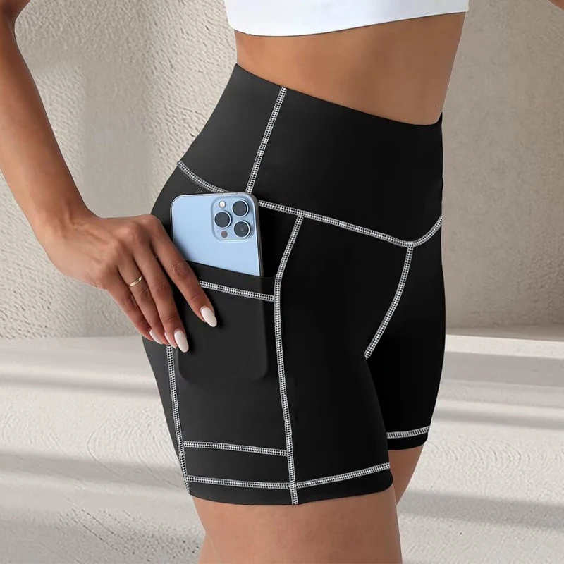 Yoga Shorts with Pockets High Waist Booty Lifting Cyclings Tights Women's Leggings Outdoor Workout Running Shorts Sportswear