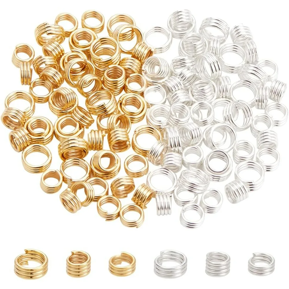 

120Pcs 6 Styles 24K Brass Split Rings 4.5/5/6mm Open Jump Ring Metal Loops Jump Rings for Charms