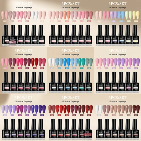 VOKY Lot de 6 pièces de gel pour ongles, gel pour ongles à la mode saisonnier, le cadeau parfait pour les dames pendant les festivals