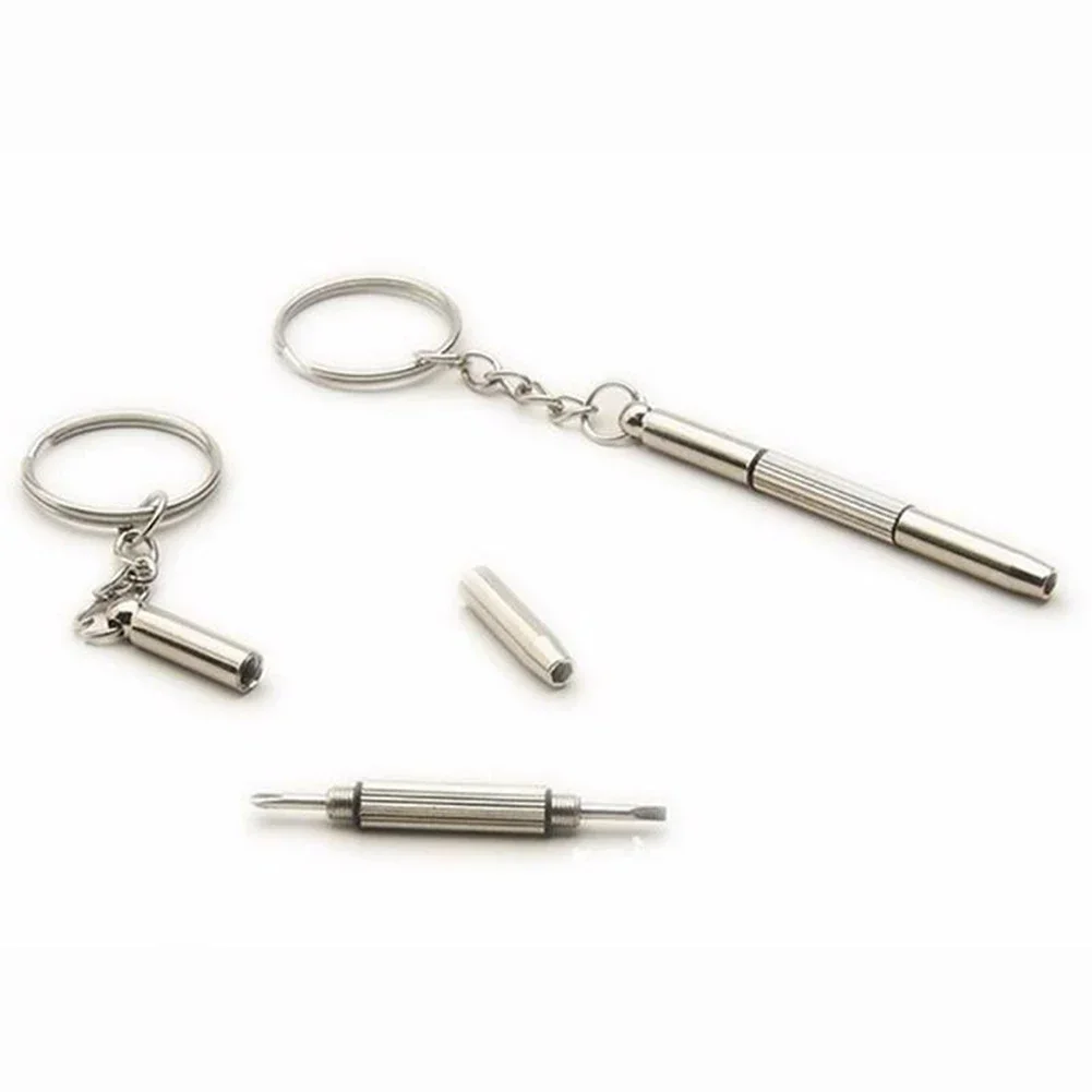 1pc Mini Eyeglass Screwdriver 3 In 1 Flat Head/cross/star Screwdriver For Glasses Phone Watch Screw Repair Tool Keyring Keychain