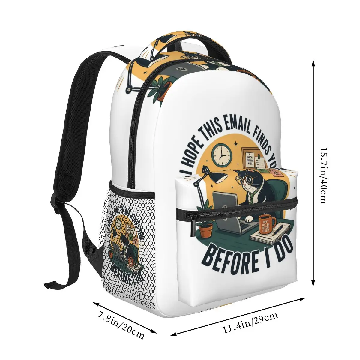 I Hope This Email Finds You Before I Do Cat Backpack Student Boys Girls BookBag Children School Bag Laptop Shoulder Bags