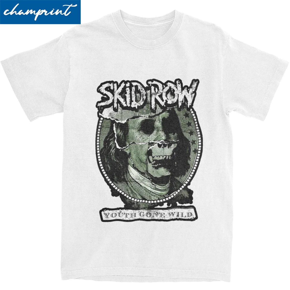 Novelty Skid Row Band Design Art Tshirt Men Round Neck Short Sleeve Clothes Rock Punk Heavy Meta Cotton Summer Clothing