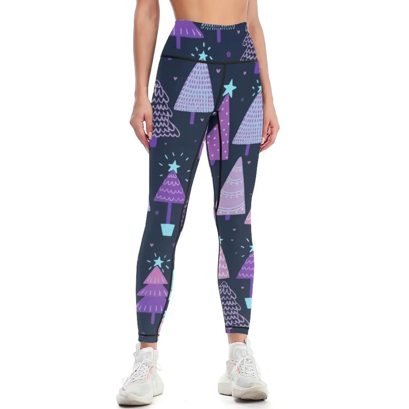 

Christmas Trees - Purple Palette | Pattern Leggings Golf wear joggers for active wear Women's tights Womens Leggings