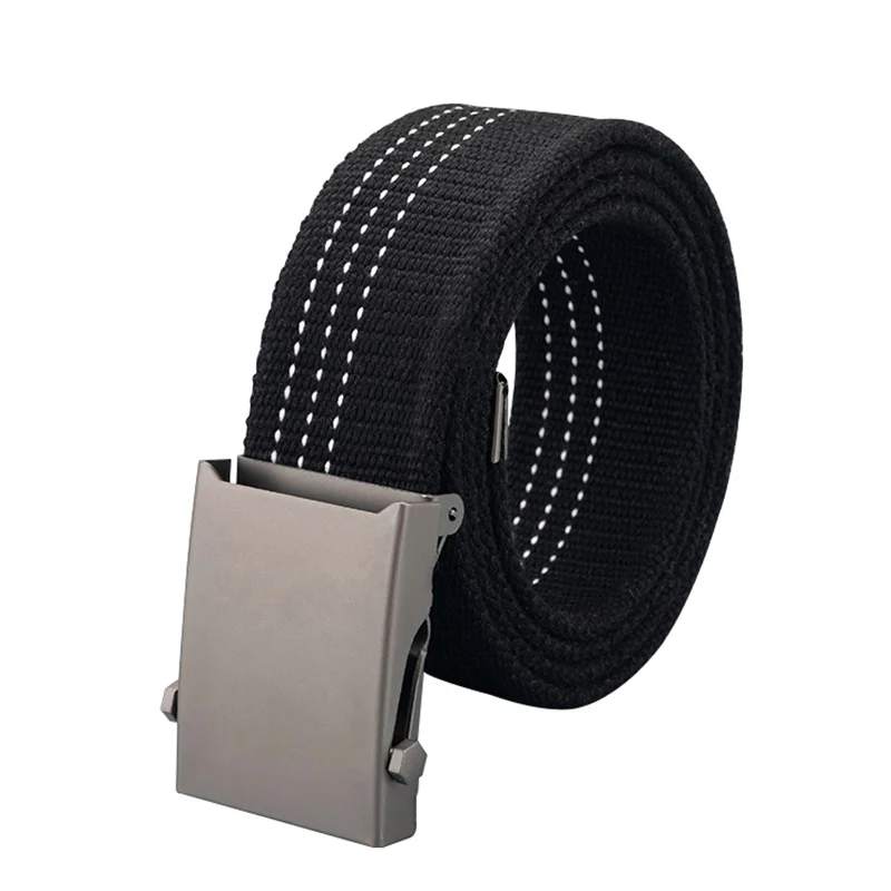 Trend Retro Unisex Belt Thicken Weaving Canvas & Alloy Smooth Buckle Men Belt,Outdoor Casual Youht Men Decoration Jeans Belt