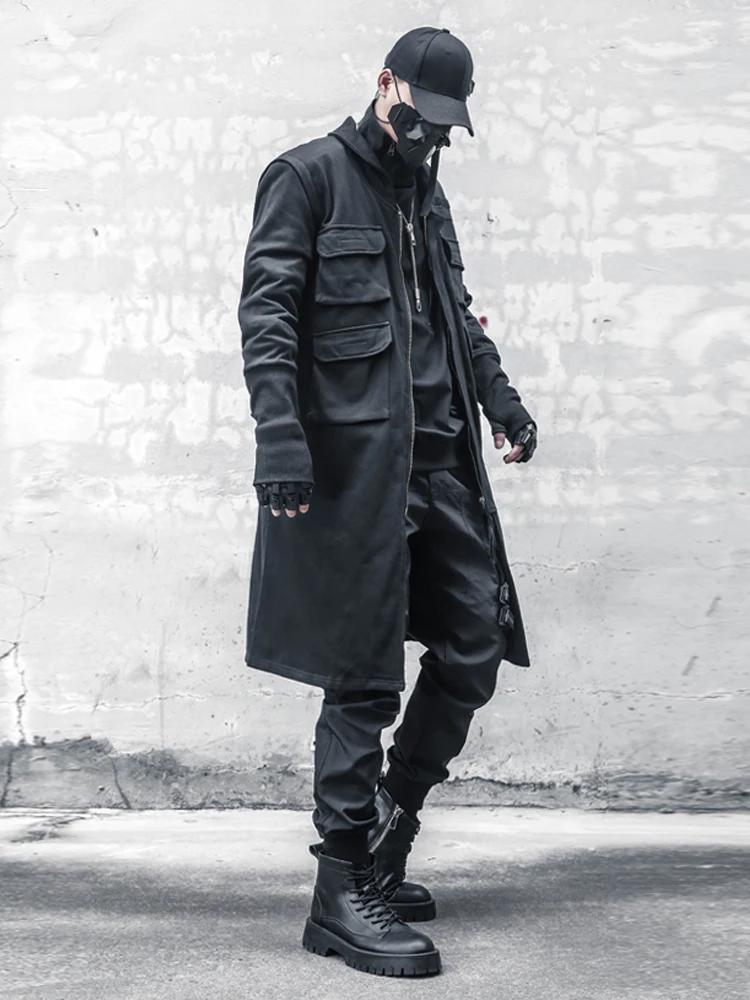 

Avant-Garde Dark Techwear Style Streetwear Heavy Industry Cloak Multi-Pocket Workwear Coat Spring Loose Yamamoto Mid-Length