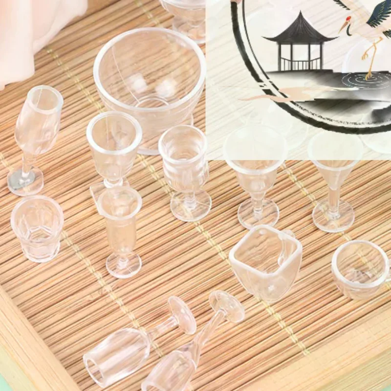 17pcs/lot plate cup dish bowl tableware set Dollhouse Miniature Toy Doll Food Kitchen living room Accessories 1:12 Scale