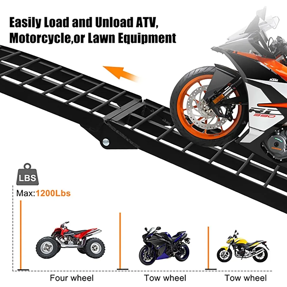 Портативные складные погрузочные пандусы 9 футов, грузоподъемность 1200 фунтов, газонокосилка ATV UTV Рампа Мотоцикл Грузовик 4 колеса Алюминиевые пандусы