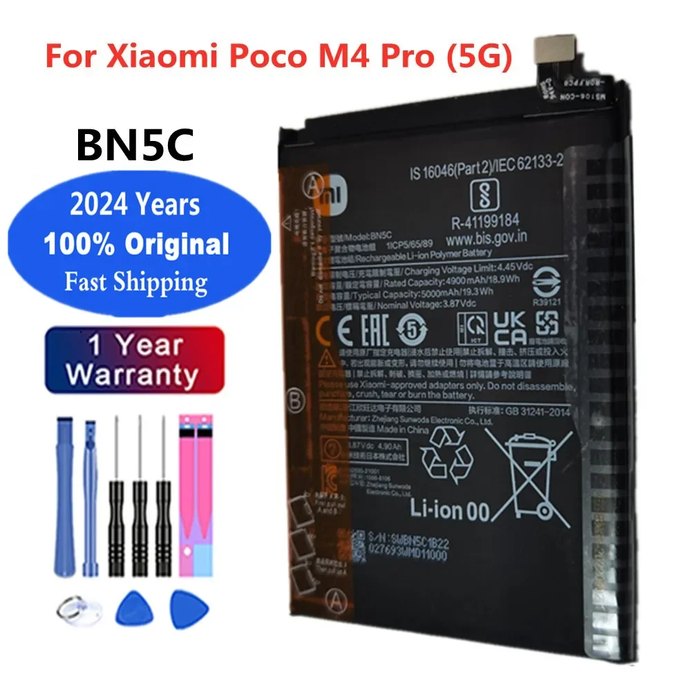 

2024 Years 5000mAh Original BN5C Battery For Xiaomi Poco M4 Pro M4Pro 5G Mobile Phone Battery Bateria With Tools Fast Deliver