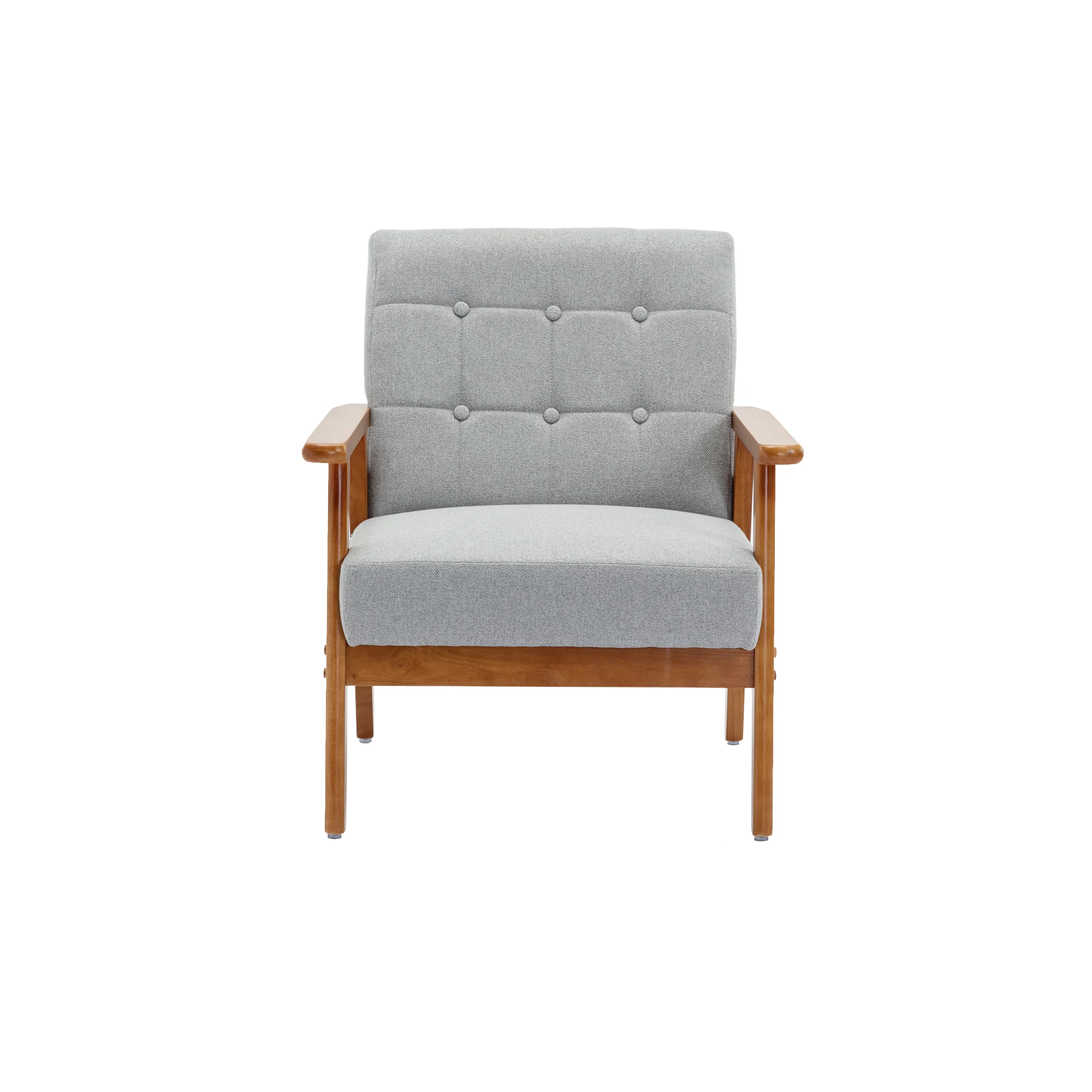 Leisure Chair with Solid Wood Armrest and Feet, Mid-Century Modern Accent chair, for Living Room Bedroom Studio chair