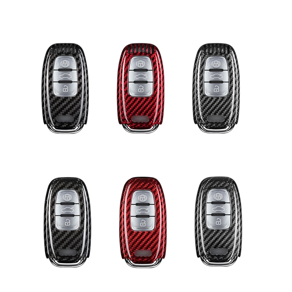 Real Carbon Fiber Key Fob Case Cover Protector Key Shell For Audi A1 A3 A4 A5 A6 A7 A8 Q5 Q7 S6 Auto Accessories