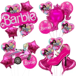 Barbie Balloon Set Children's Happy Birthday Party Decoration Cute Cartoon Pink Girls High Heels Sports Cars Balloons Kids Toys