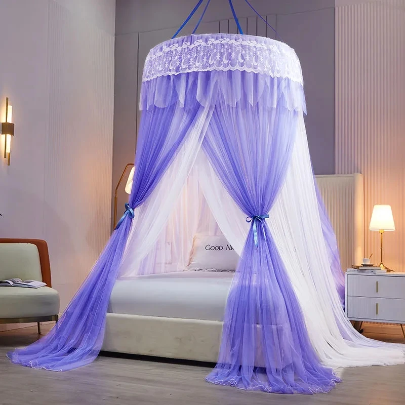 

Double Layer Three Doors Hanging Dome Mosquito Net Home Bedroom Decorative Yarn Tent Single Door Palace Style Mosquito Net