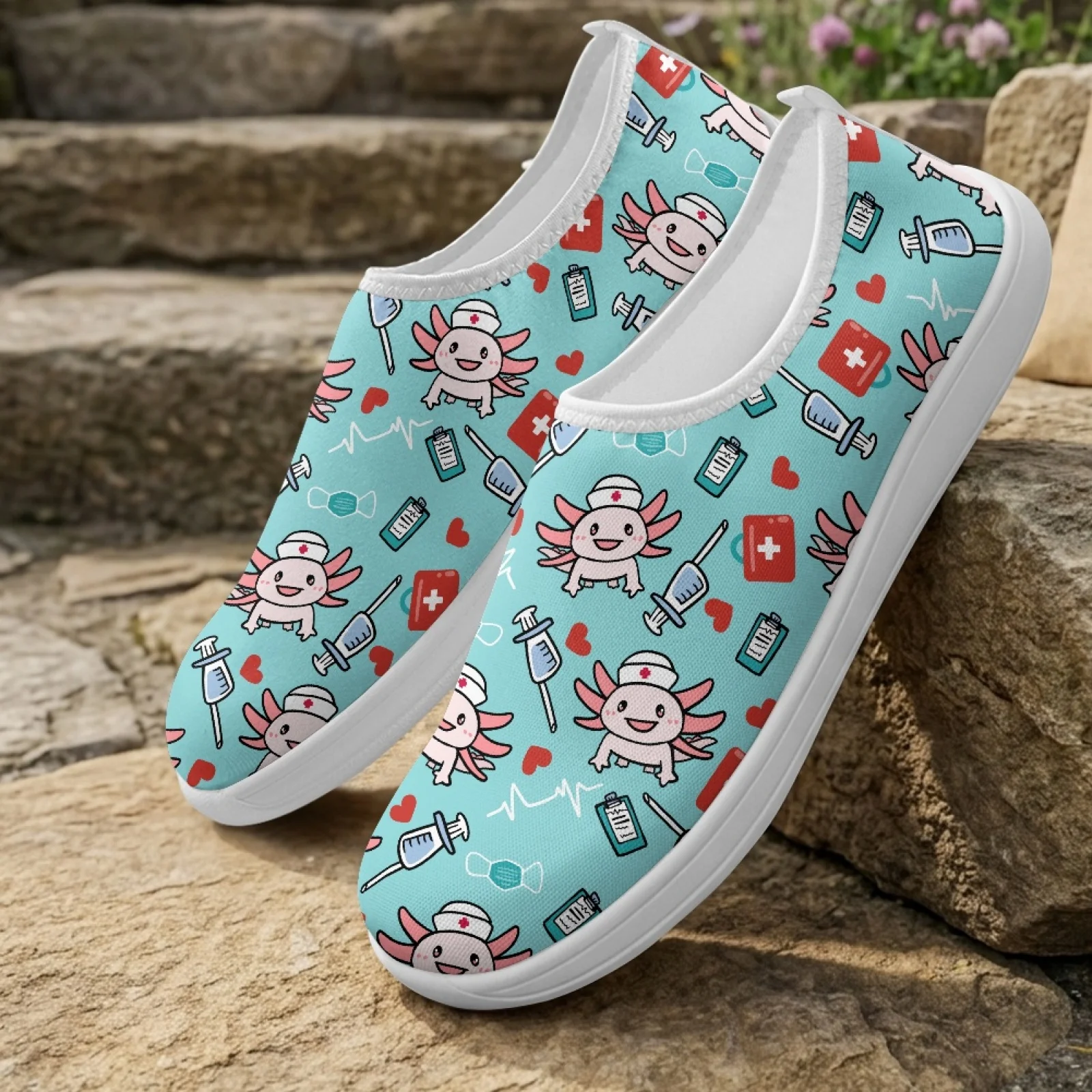 XIXIRIMIDO Slip-on Wide-toed Shoe Nurse Shoes Men's Sneakers and Casual Shoes Zapatillas de Mujer Tenis Feminino Doctor Axolotl