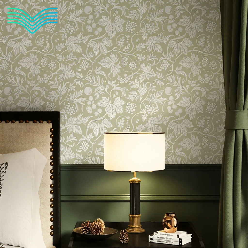 Waterproof Self Adhesive Vintage White Plant Wallpaper Wall Cover Up Sticker Living Room Background Room Renovation Decor