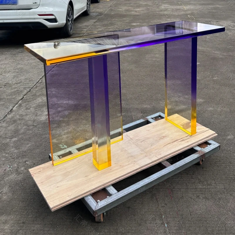 Acrylic Custom Console Hotel Villa Shop Transparent Gradient Console Narrow