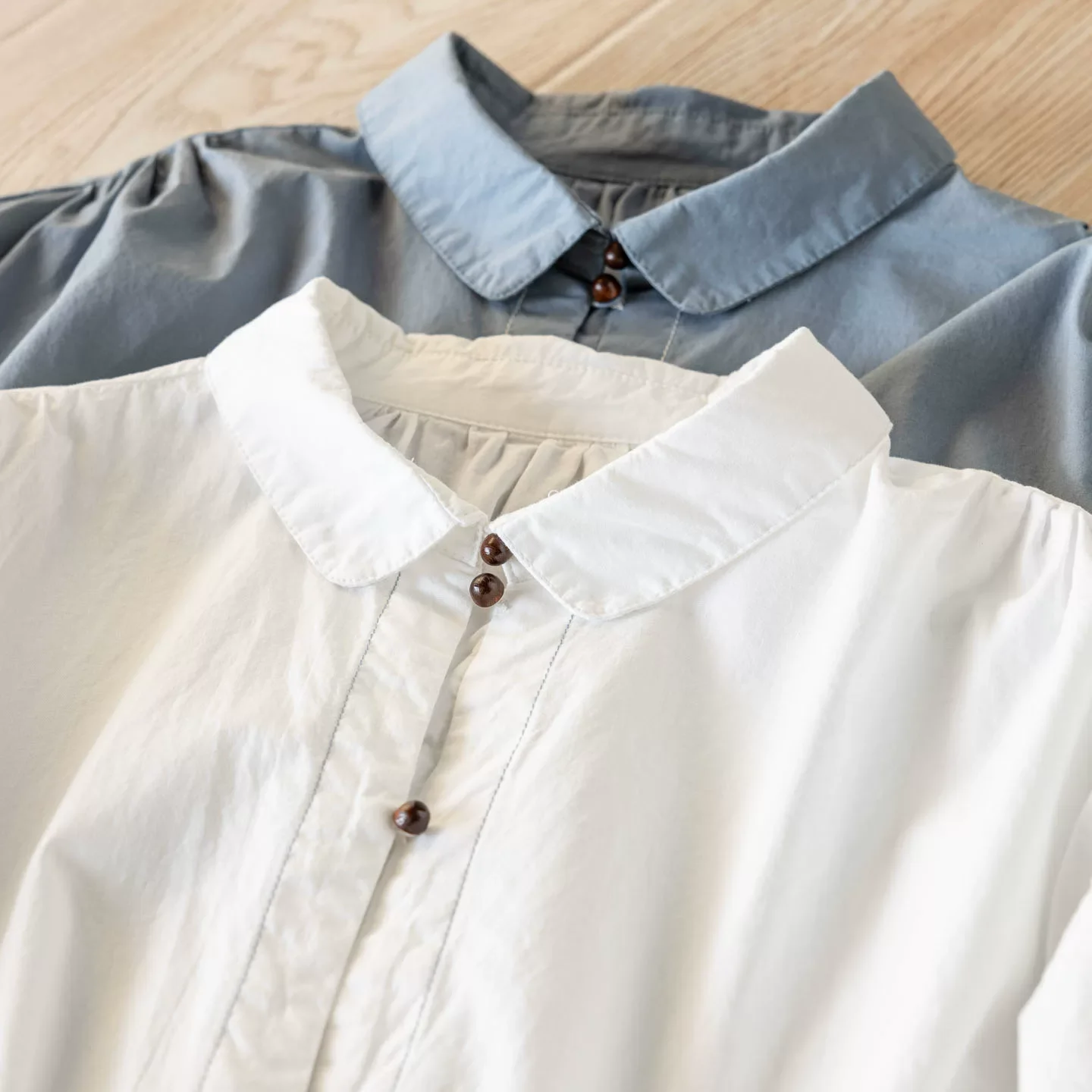 

2026 Elegant women's clothing 100% pure cotton blue white solid shirts and blouses for women Japanese style ladies clothes