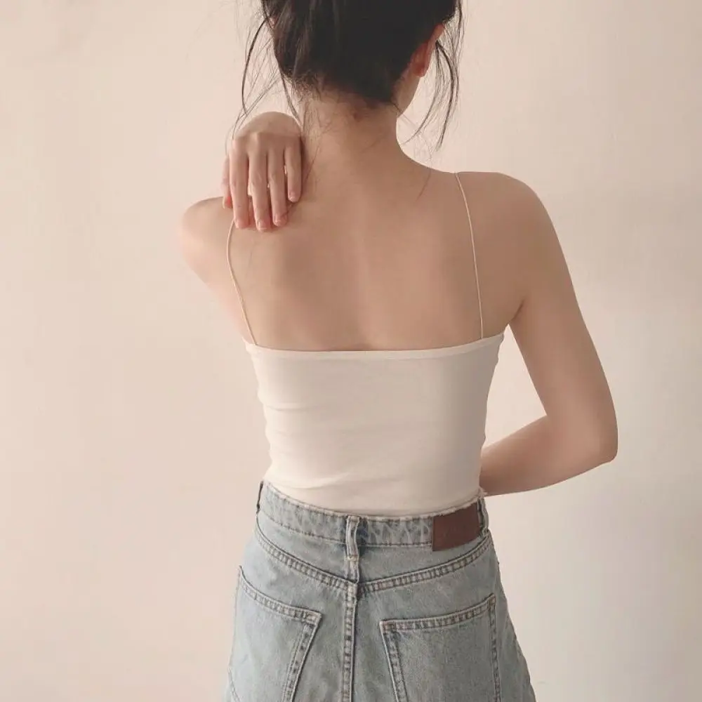 Fashion Women Summer Crop Tank Top Sexy Oil Painting Print Camisole Breathable Milk Silk Padded Wirefree Soft Basic Vest