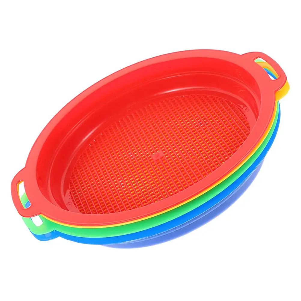 4Pcs Beach Sand Sifter for Kids Lightweight Plastic Mesh Sieves Sand Strainer Pan for Sandcastle Digging Garden Sieve