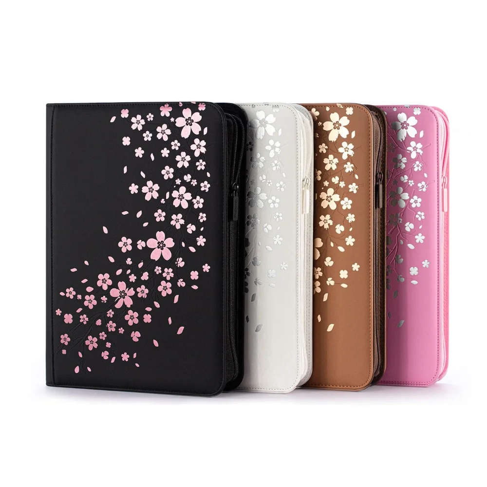 Sakura Embossed 9 Pocket PU Zipper Card Binder 360 Pockets Trading Card Album for Pokemon TCG YuGiOh MTG Sports Game Cards Coll