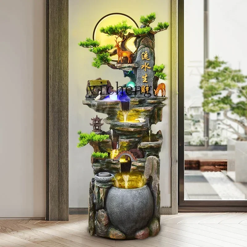 TQH floor rockery flowing water fountain ornament Shengcai feng shui wheel circulation water feature decoration
