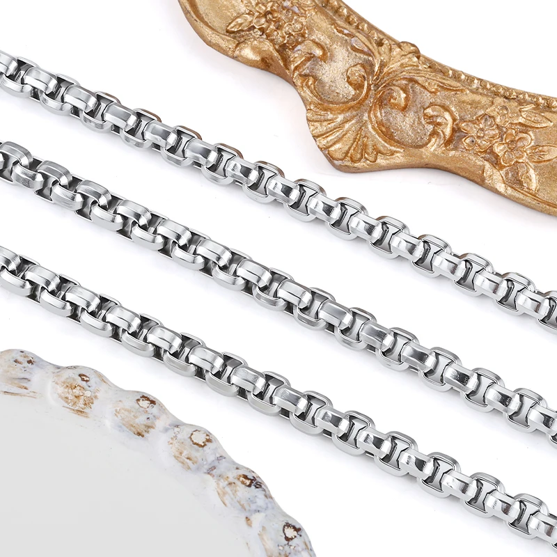 1Meters Stainless Steel 5mm Box Chains for DIY Trend Necklace Bracelet Accessories Jewelry Crafts Materials Findings Wholesale