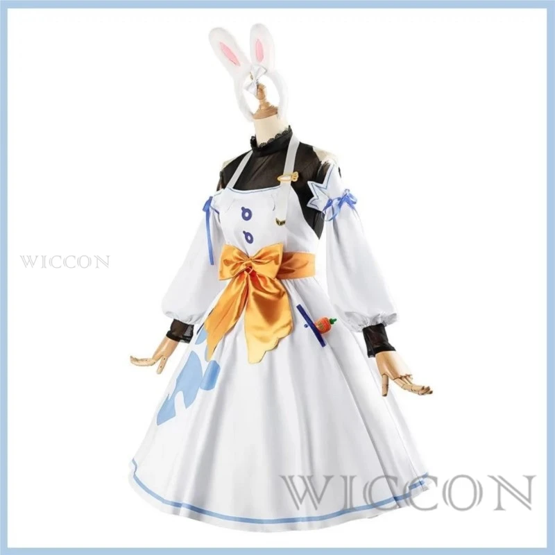 Anime Virtual YouTuber Usada Pekora Cosplay Costume Hololive Mommy White Strap Skirt Wig Headwear Woman Kawaii Christmas Suit