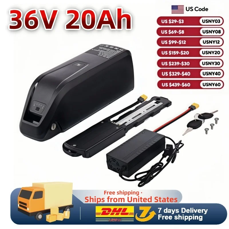 Hailong Electric Scooter Battery 36V 48V 15Ah-20Ah for 250W~1800W Motorcycle/bicycle Waterproof LithiumBattery + Charger