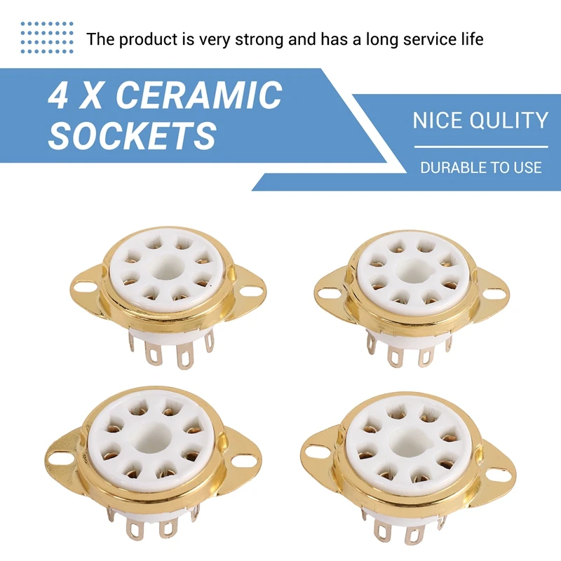 

4PC 8 Pin Socket Tube Top Vacuum Octal Value For KT88 EL34 6V6 6650 274B