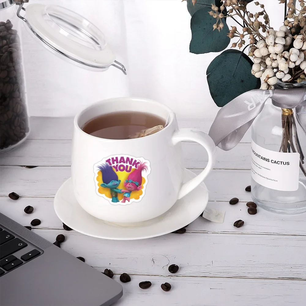 60 pçs trolls dos desenhos animados adesivos animação filme decalques scrapbook bagagem portátil guitarra carro bicicleta skate adesivo brinquedo