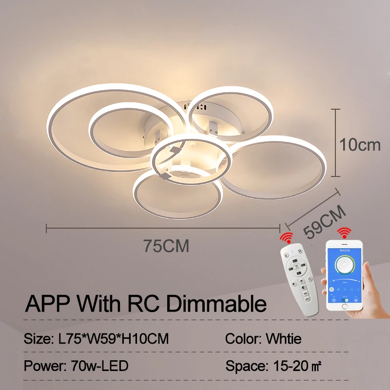 Zwart/Wit Moderne Led Kroonluchter Lamp Dimbare Cirkel Ringen Voor Woonkamer Slaapkamer decoratie Plafond Kroonluchter verlichtingsarmaturen