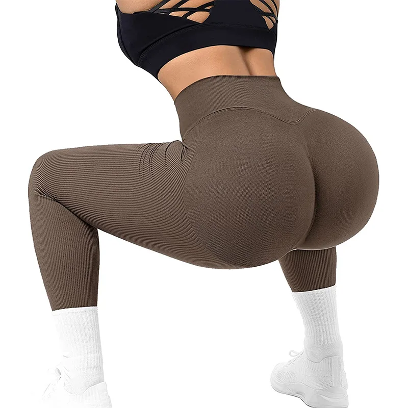 Knitting Sport Yoga Leggings Fitness High Waist Butt Lift Curves Workout Tights Elastic Gym Training Pants Female Seamless Pants