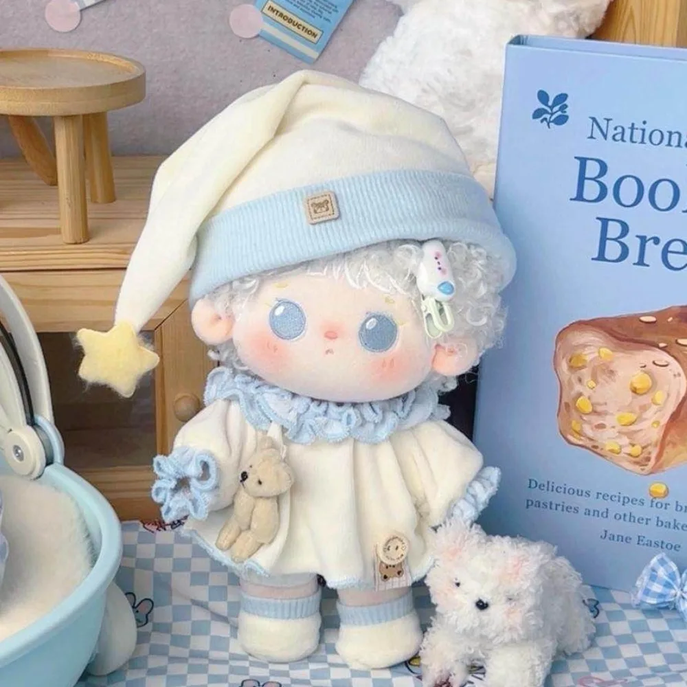 

1 set Pajamas 20cm Cotton Doll Clothes Star Hat Outfit Cotton Doll's Clothes Mini Brown Plush Doll Clothes Doll Accessories