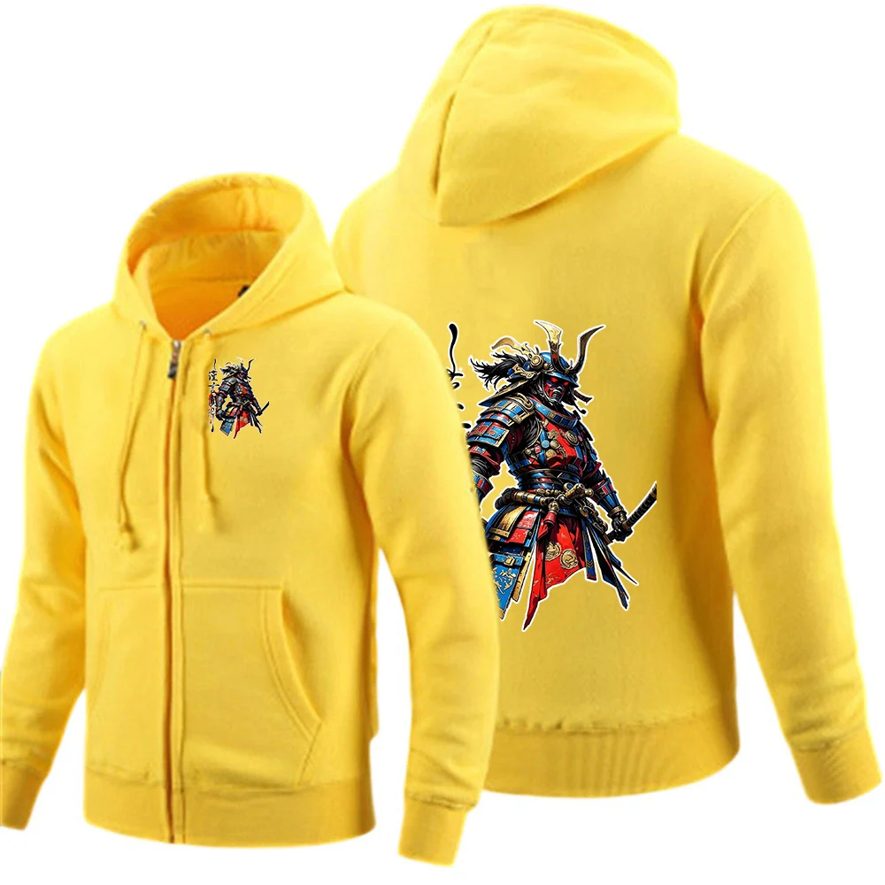High Quality and Durable Solid Color Hoodies Street-style Samurai Pattern Logo Print 2026 Spring And Autumn Men's Coat Jacket