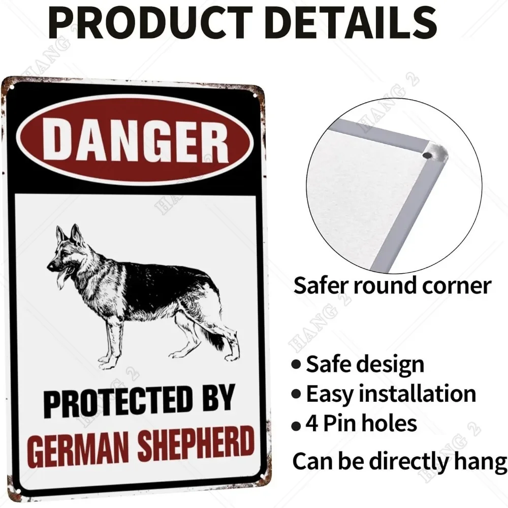 احذر من لافتات معدنية للكلاب ، ملصق أبيض وأسود ، علامة تحذير ، منزل ألماني خارجي ، راعي ، سياج ، مزرعة #3