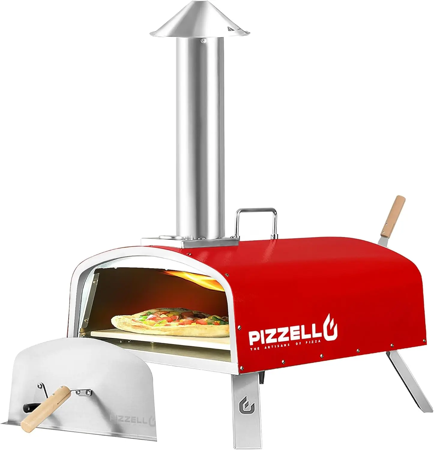 

16"" Outdoor Pizza Oven Propane & Wood Fired Multi-Fuel Large Stainless Steel Pizza Grill With Gas Burner, Wood Tray Pizza