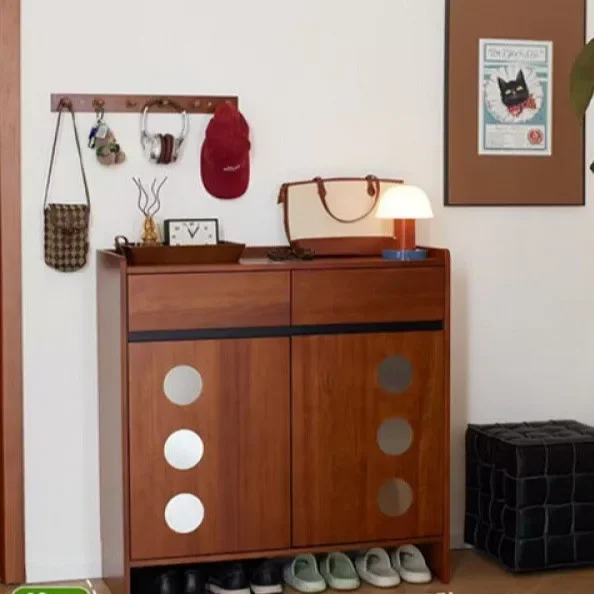 Armoire de rangement en bois massif pour petit appartement, armoire de séparation pour changement de chaussures de maison de grande capacité