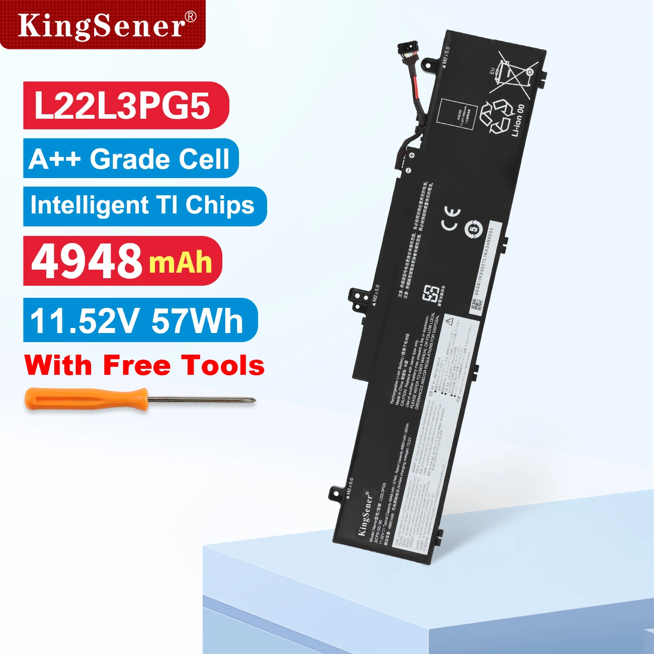 

KingSener L22L3PG5 Laptop Battery for Lenovo ThinkPad E14 G5 E16 Gen 1 L22B3PG5 L22C3PG5 L22D3PG5 L22M3PG5 11.52V 4948mAh 57Wh
