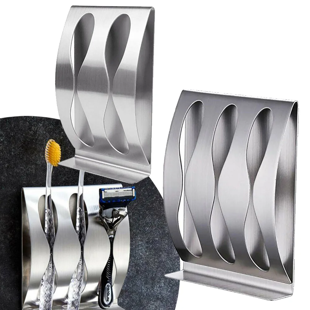 Box Holder Wall Toothbrush Holder Bath Home Self-adhesive Stainless Steel Wall Mounted No Drilling High Quality
