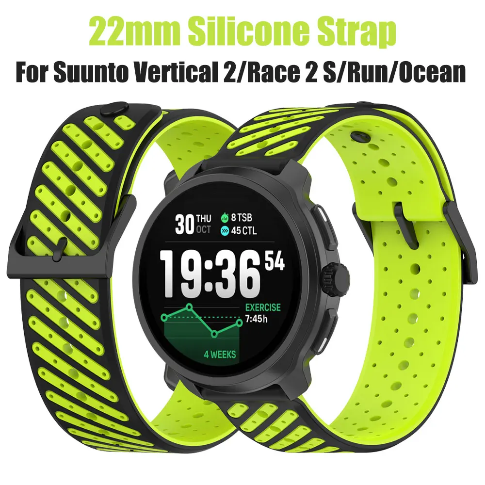 22 mm zweifarbiges Silikon-Uhrenarmband für Suunto Vertical 2/Race 2 S/Run/Ocean/9 Peak Pro Watch Smartwatch Ersatz-Uhrenarmbänder
