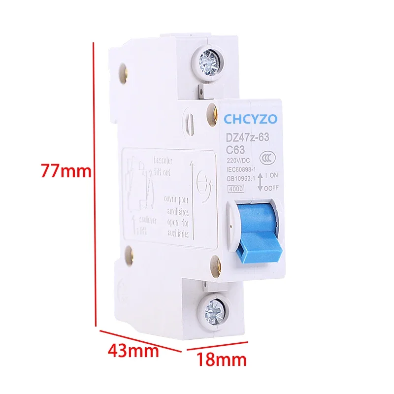 1/2P DC 220V 10A 16A 20A 25A 32A 40A 50A 63A DC Circuit Breaker for Solar Photovoltaic System Circuit Protection Circuit Breaker