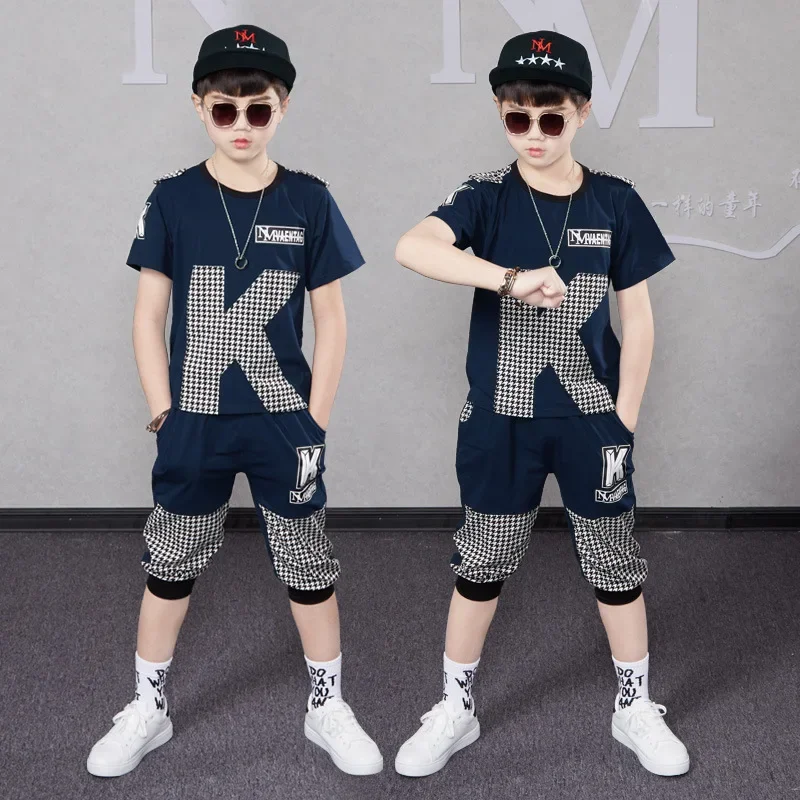 Summer Baby Boys Clothes Sets Short Sleeve T-shirt Pants Outfits 2024 New Children Clothing Suit Fashion Patchwork Kids Costume