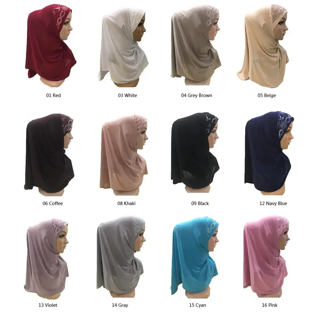 One Piece Amira Muslim Girls Women Hijab Wrap Instant Scarf Head Scarf Shawl Pull On Ready Made To Wear Islamic Headscarf Cap