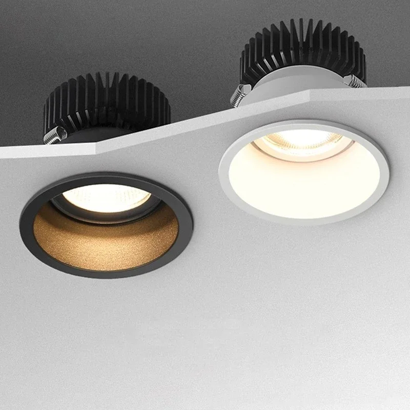 Dimmable Recessed Anti Glare COB LED Downlights 10W 15W 18W LED Ceiling Lamps Indoor Lighting AC110V/220V