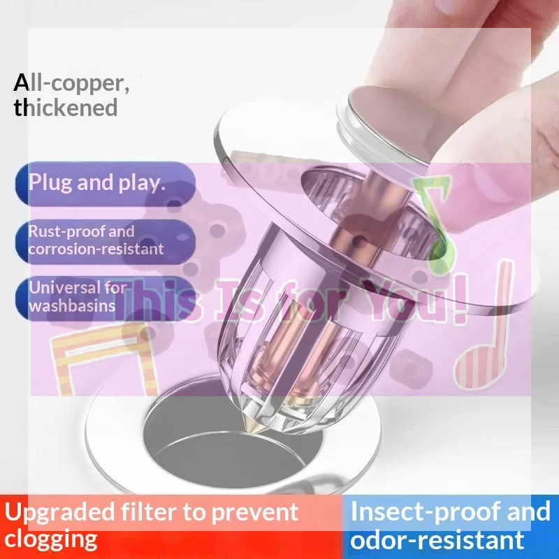 【MA】1/3Pcs Universal Rebound Drain Plug, Water Leakage Plug In Hand Basin, Hair Collector In Bathroom Sink Filter, Easy To Push