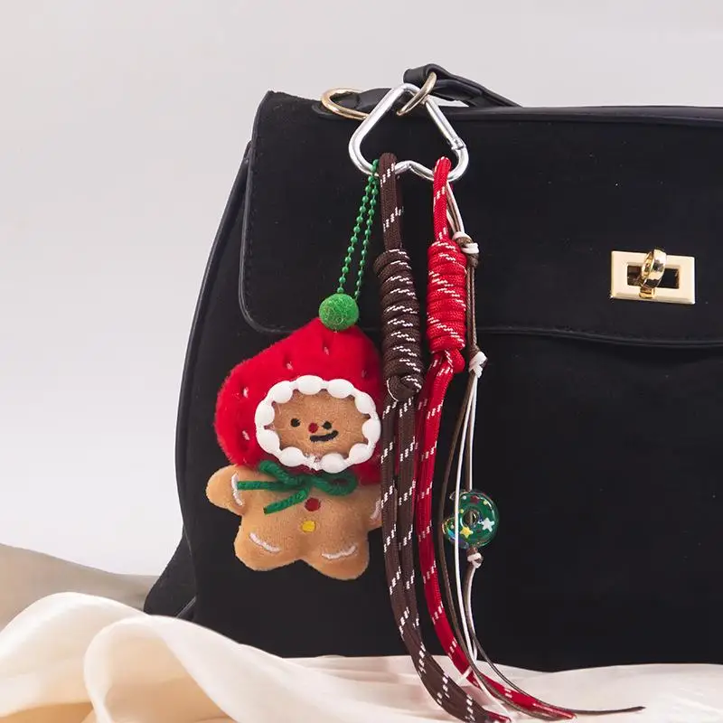 Natale peluche cartone animato omino di pan di zenzero ghirlanda di Natale ciondolo portachiavi zaino ornamento appeso regalo di Natale Capodanno
