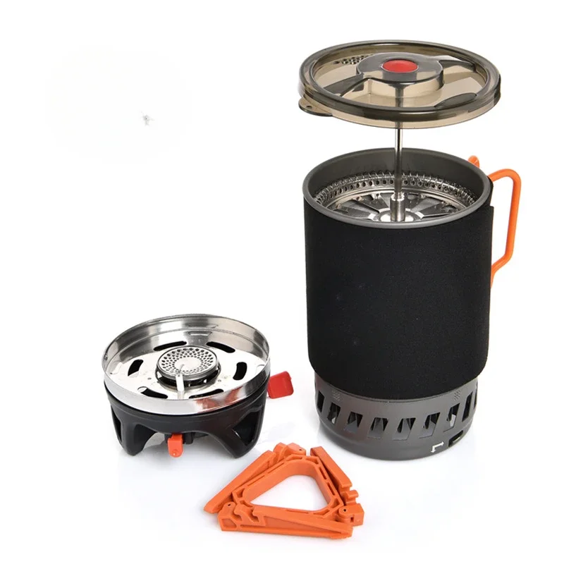 Outdoor energy-saving cooking system, energy-gathering heat-collecting camping coffee cup, hiking outdoor cooking utensils